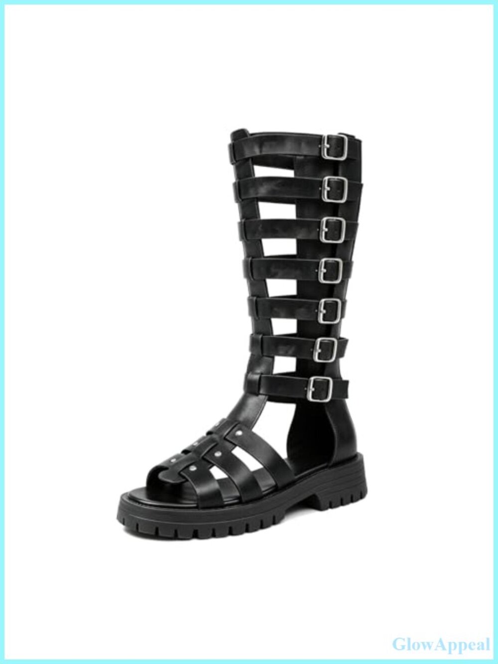 Knee High Gladiator Sandal Boots Platform Chunky Heel Strappy Open Toe